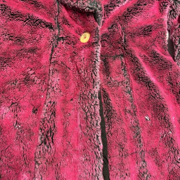 Vintage Morbid Threads Faux Fur Coat Womens Medium Pink One Button USA - Picture 5 of 16